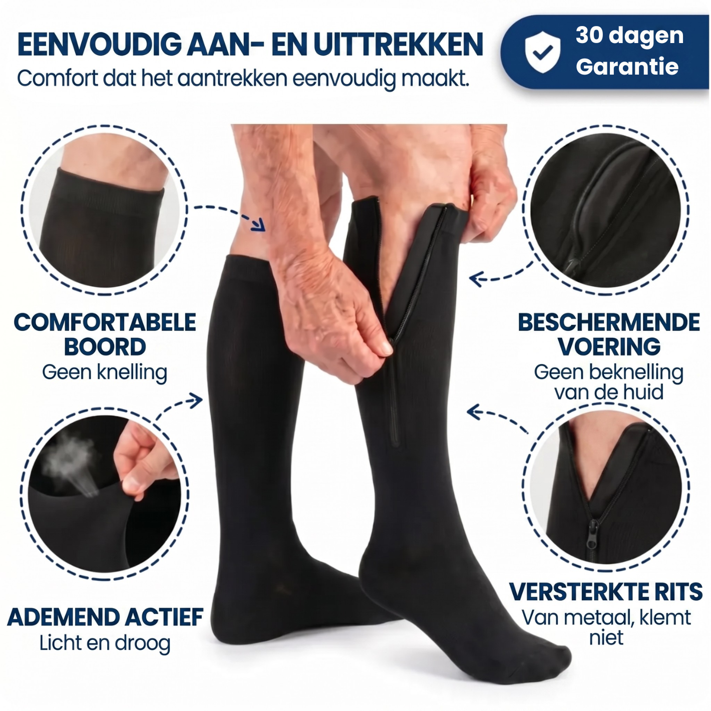 ZipEase™ Compressiekousen met Rits