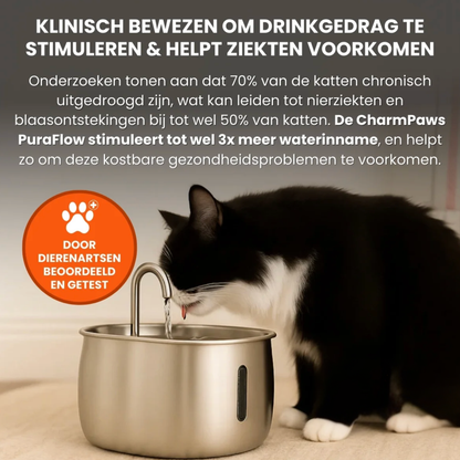 AquaPurr™ RVS Drinkfontein voor Katten