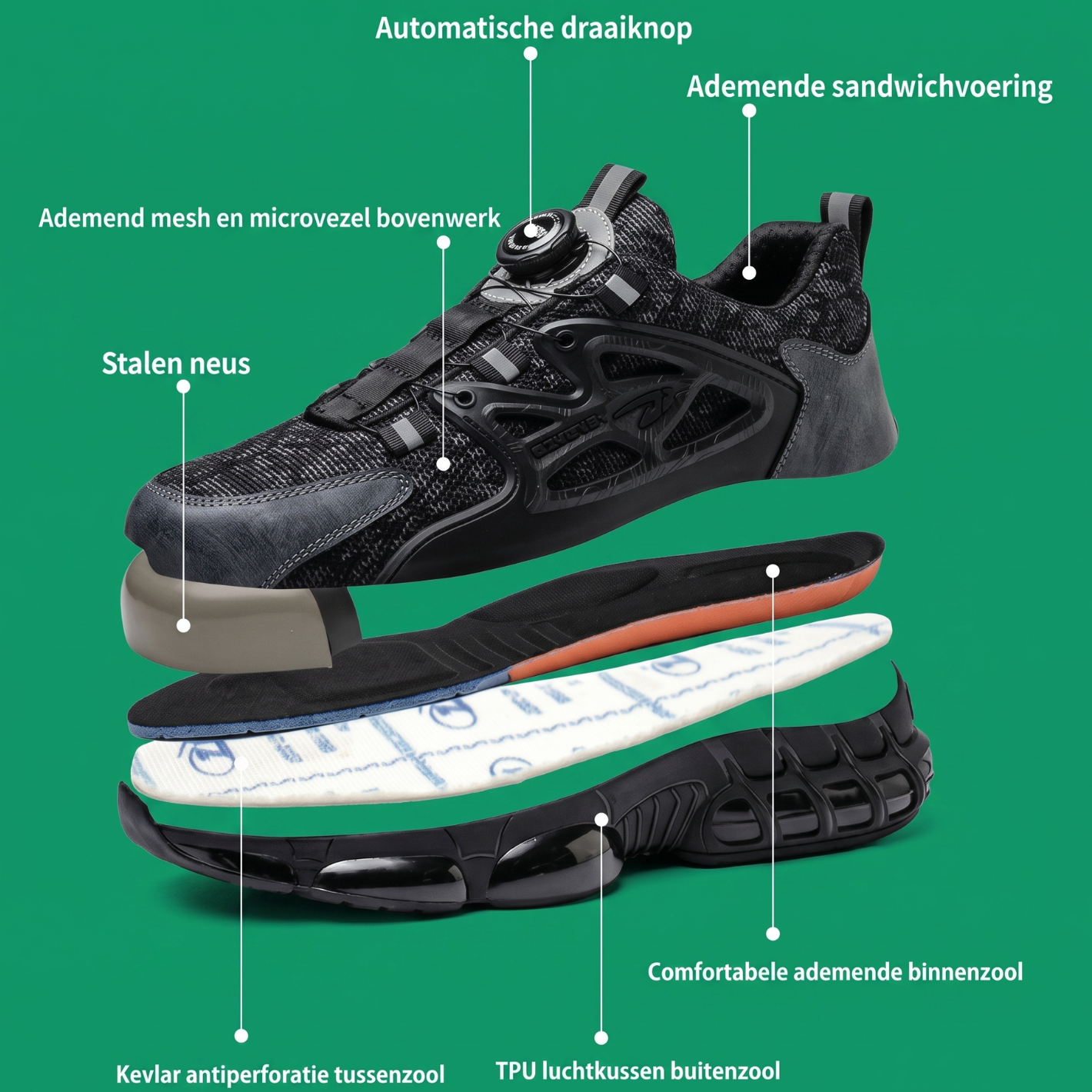 AeroStep™ Veiligheidsschoenen met Stalen Neus