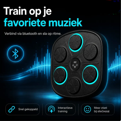 MBT-03 Pro Zwart met turquoise verlichting, gekoppeld via Bluetooth